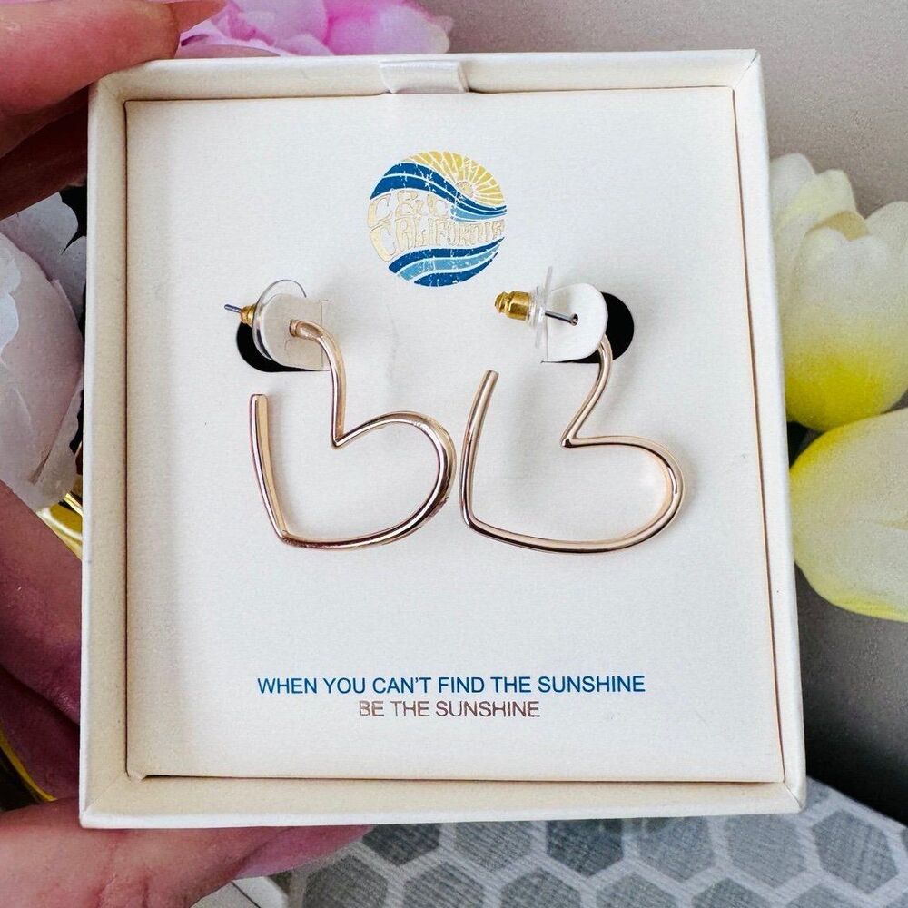 C&C California Gold Heart Hoop Earrings